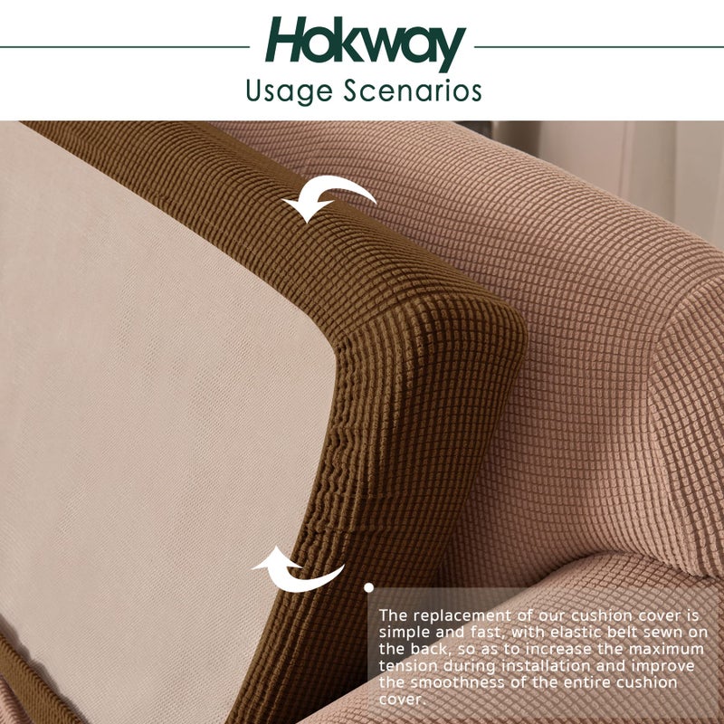 Hokway Stretch Couch Cushion Slipcovers Reversible Cushion Replacement Slipcovers Sofa Cushion Covers(Coffee, 2) - Image 5